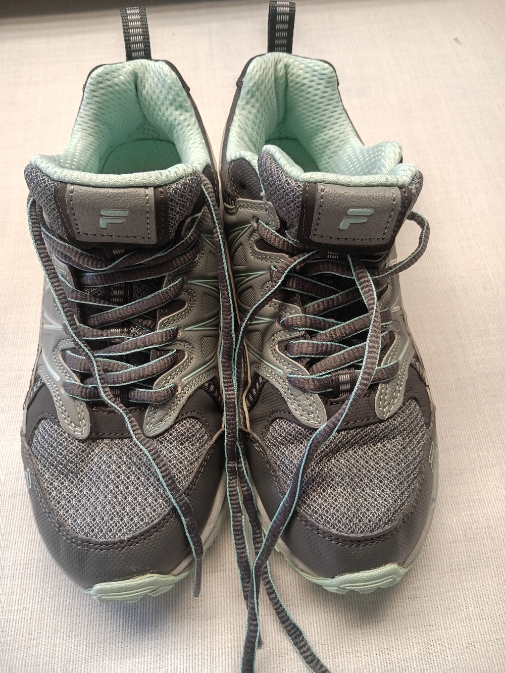 Fila Women's Gray and Mint Lace-Up Athletic Sneakers